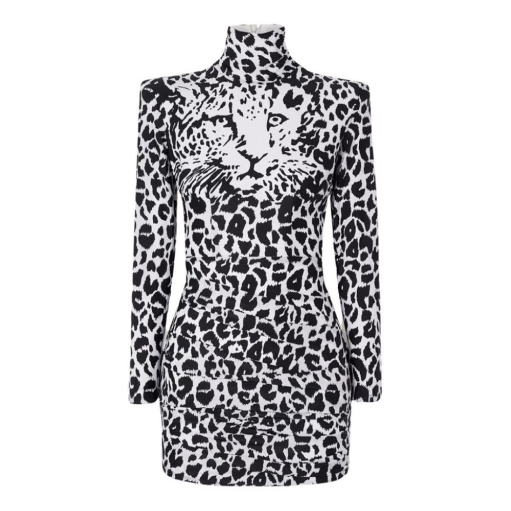 ALEX PERRY Ryan Dress Black & White Leopard New Size 10